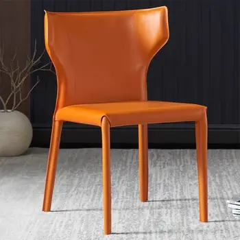 Кухонный Кожаный обеденный стул Скандинавский стул для гостиной Современный стул для отдыха в спальне Маникюрный бар со спинкой Мебель для отдыха