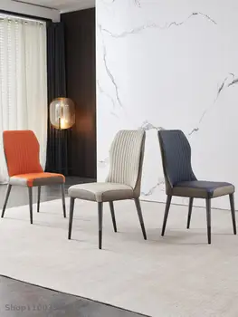 Легкий роскошный обеденный стул из массива дерева, современный минималистичный домашний ресторан, стул со спинкой, кожаный стол, стул для переговоров в кафе отеля