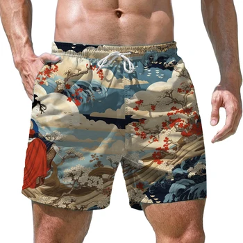Летние Новые мужские шорты с 3D принтом Sea Waves Мужские шорты в повседневном стиле для отдыха Модные свободные мужские шорты