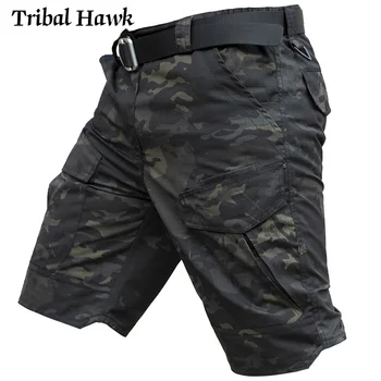 Летние тактические шорты-карго, мужские военные камуфляжные непромокаемые брюки для пейнтбола, армейские хлопчатобумажные шорты для страйкбола с несколькими карманами