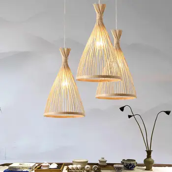 Люстра из бамбукового плетения, Чайная комната в китайском стиле, освещение в Юго-Восточной Азии, люстра в соломенной шляпе творческой личности