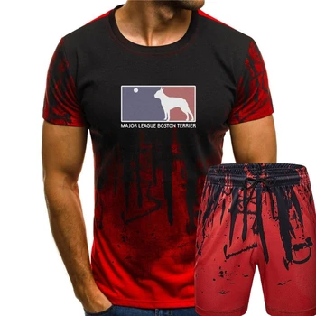 Майорская лига Бостон Терьер Классические мужские футболки унисекс, футболки, мягкие женские уникальные футболки, модный дизайн, черный (1)