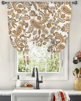 Мандала Винтажные шторы в стиле бохо с цветочным узором Пейсли на окнах, занавески на завязках для кухни, гостиной, Регулируемые шторы с карманами