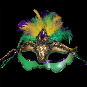 Маска для вечеринки, Женская Маскарадная Роскошная маска на половину лица из Павлиньих перьев, карнавальный костюм, Венецианская маска для детей