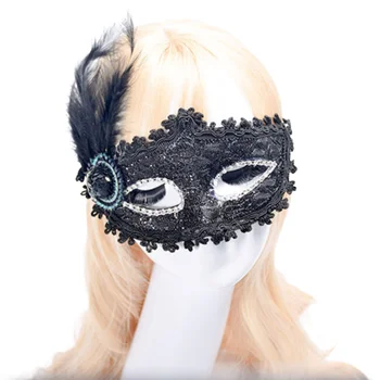 Маскарадная кружевная маска из перьев на Хэллоуин, Реквизит для косплея, королева ночного клуба, Сексуальные маски для глаз на половину лица для женщин и мужчин
