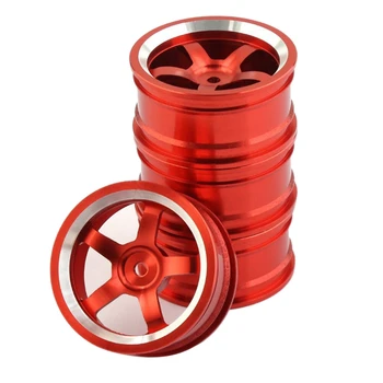 Металлический обод колеса 4шт 52 мм Ступица колеса для HSP Tamiya HPI Kyosho Sakura Traxxas, красный