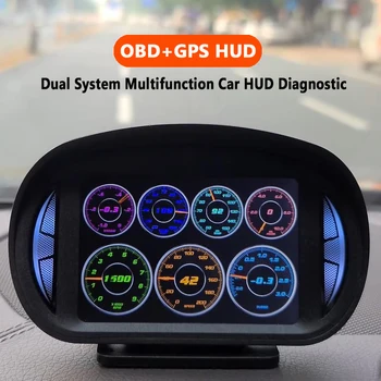 Многофункциональный OBD2 HUD GPS, головной дисплей, измеритель наклона автомобиля, Спидометр, датчик оборотов в минуту, дисплей расхода масла, Автомобильные аксессуары