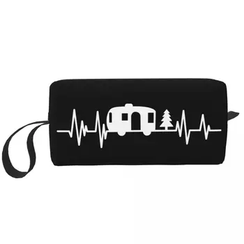 Модная дорожная сумка для туалетных принадлежностей для любителей кемпинга Heartbeat Camper Van Lover для женщин, косметичка для походов, косметичка для макияжа, набор для хранения косметики Dopp