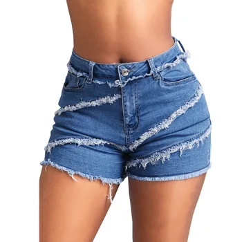 Модные женские летние джинсовые шорты уличной одежды, женские джинсовые шорты в стиле пэчворк, Женские джинсовые шорты для девочек
