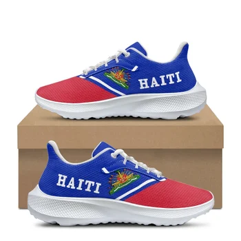 Модные роскошные летние повседневные кроссовки на плоской подошве с принтом флага Гаити, женская обувь для бега, теннисные туфли для прогулок на открытом воздухе, прямая поставка