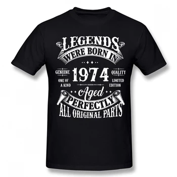 Мужская винтажная футболка с надписью Legend 1974, Уличное платье с круглым вырезом, короткий рукав, Свободная футболка в летнем стиле, мужская одежда