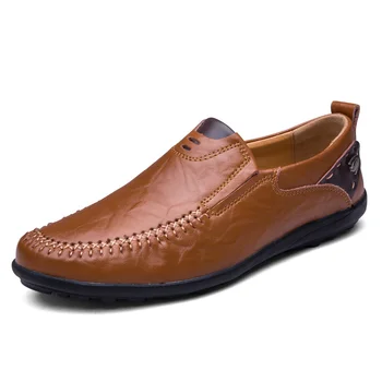Мужская Повседневная обувь из натуральной кожи Люксового бренда 2021, Мужские Лоферы, Мокасины, Дышащие Слипоны, Черные туфли для вождения, Большие размеры 37-47