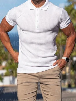 Мужская повседневная рубашка-поло с короткими рукавами, рубашка-поло с 3D принтом, Летние мужские топы