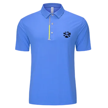 Мужская рубашка поло для гольфа, летний Солнцезащитный топ из ледяного шелка, дышащий Спортивный Трикотаж с коротким рукавом, высококачественная спортивная одежда