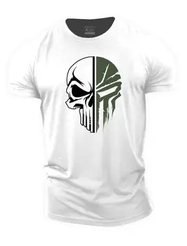 Мужская футболка для мужчин с 3D принтом, футболка с изображением черепа в стиле милитари, спортивная одежда для спортзала с короткими рукавами, мужская одежда, спортивные футболки