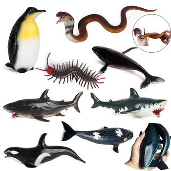Мягкие игрушки для снятия стресса Имитация Модели морского животного Рыба Черепаха Акула Синий Кит Змея Пингвин Дельфин Розыгрыш Детские Подарки