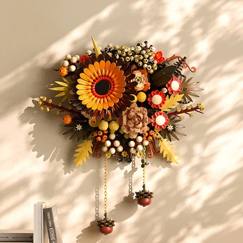 Настенная 3D модель цветка, строительные блоки в собранном виде, художественная фигурка Вечного Цветка, Мини-кирпичики, игрушки для домашнего декора в подарок Санте