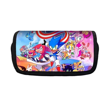 Новая мультяшная сумка для карандашей Sonic The Hedgehog Knuckles Tails Shadow, Эми Роуз, Креативная Студенческая коробка для канцелярских принадлежностей большой емкости с принтом