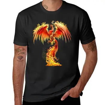 Новая футболка Fantasy Orange Fire Phoenix Rises From The Fiery Ashes для мальчиков, белые футболки, быстросохнущая рубашка, футболка для мужчин