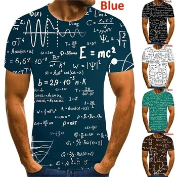 Новые мужские повседневные модные футболки с 3D-принтом математической формулы, классные футболки с короткими рукавами, забавные футболки в стиле поп-культуры
