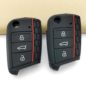 Новый чехол для ключей от машины силиконовый чехол для VW Golf 7 MK7 3 кнопки Откидной дистанционный брелок для Seat для Skoda Accessories Shell
