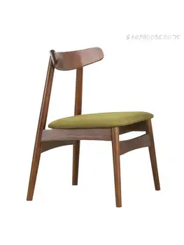 Обеденный стул из массива дерева в скандинавском стиле, Современный минималистичный Домашний стул для переговоров из белого дуба Со спинкой, Кофейный компьютерный стул для ресторана
