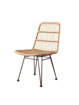 Обеденный стул из ротанга Ручной работы, похожий на ротанг, Железный стул для отдыха на балконе, Американский Ins Домашний Простой стул из ротанга