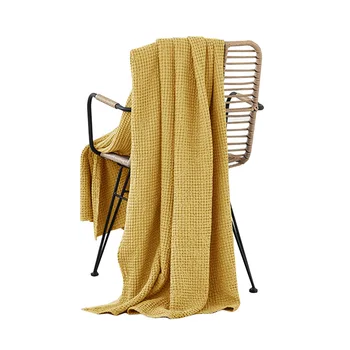 Одеяло из 100% хлопка в скандинавском стиле, сотканное из 100% хлопка, подходит для кондиционера, дивана, офиса, полотенца для ворса, стеганого одеяла, вафельного трехмерного полотна