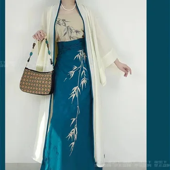 Оригинальная юбка-спираль Song в китайском стиле, Changgan Temple, Тенсел, вышитый жаккардом бамбуковый дизайн, повседневная одежда Hanfu, костюм