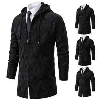 Осенне-зимний мужской кардиган 2023, новый трикотаж, Корейская версия, тренд, пальто средней длины, свободный универсальный свитер, тренд