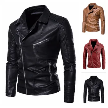 Осенне-зимний тренд, Персонализированная водолазка, мотоциклетная одежда, кожаное пальто, Корейская версия, красивая мужская кожаная куртка из искусственной кожи.