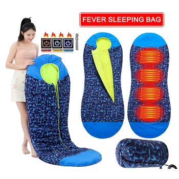 Портативный спальный мешок с подогревом, грелка с питанием от USB, теплый спальный мешок для кемпинга с 3-уровневой температурой для кемпинга и пеших прогулок