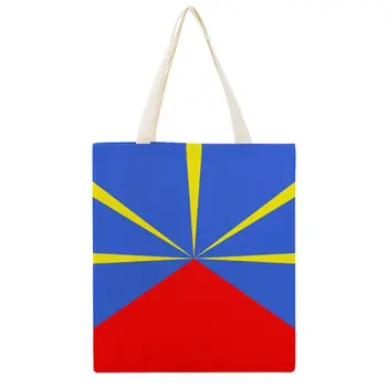 Предлагаемая холщовая сумка Flag of Réunion (VAR), двойная повседневная графическая холщовая сумка, набор для юмористической пехоты, винтажная сумочка