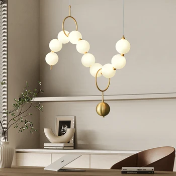 прикроватная тумбочка magic bean с лампой в полоску, подвесной светильник для гостиной с жемчугом, современная минималистичная дизайнерская барная настольная лампа
