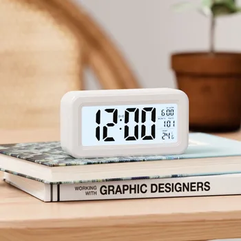 Простой будильник Цифровые часы ЖКПовтор С подсветкой Отображение температуры Даты Электронные Настольные часы с отключением звука