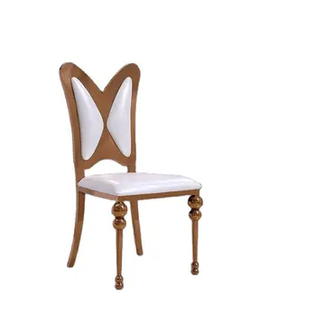 Простые и модные свадебные стулья с бабочкой из нержавеющей стали, гостиничные золотые металлические обеденные стулья