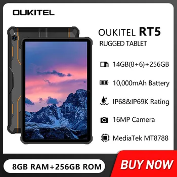 Прочный планшет OUKITEL RT5 8 ГБ + 256 ГБ 11000 мАч с 10,1-дюймовым FHD-дисплеем Android 13 Планшетов с 16-мегапиксельной камерой 33 Вт с двумя SIM-картами 4G Pad