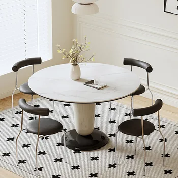 Ресторанная мебель Круглый обеденный стол French FRP стулья Современный простой Каменный стол