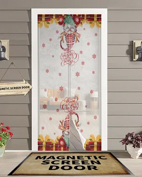 Рождественская Снежинка Гном Магнитная Дверная Занавеска Гостиная Спальня Домашняя Дверная занавеска с противомоскитной сеткой