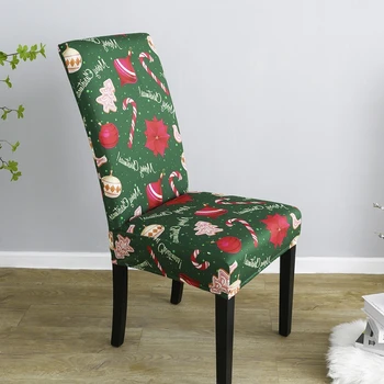 Рождественский чехол для стула в столовой, чехол для стула с принтом, эластичные чехлы для стульев для кухни, чехол для стула для праздничной вечеринки в отеле