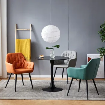 Роскошное обеденное кресло Nordic Home Light С подлокотником, кресло для отдыха с бархатным кожаным акцентом, кресло для макияжа Sillas Salon Furniture YH