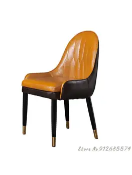 Роскошный обеденный стул Nordic Light, простой постмодернистский стул для отдыха в ресторане высокого класса, Домашняя сетка из цельного дерева, красные вставки с кожаной спинкой