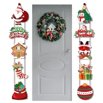 С Рождеством, Подвесной баннер на двери, Куплет с изображением Лося Санта-Клауса, Сувениры для вечеринки на Рождественскую Елку, Окно, Входная дверь, Украшение вечеринки