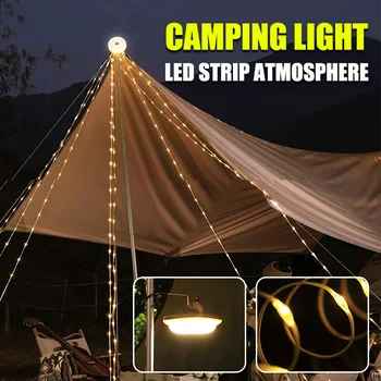 Светодиодная лампа для кемпинга Strip Atmosphere Длиной 10 м IPX4 Водонепроницаемая перезаряжаемая лампа Type-C для украшения сада на открытом воздухе для палатки