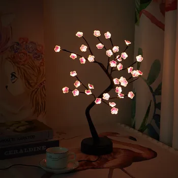 Светодиодная лампа на дереве со звездами, настольная лампа, подарок для семьи и друзей на День рождения, украшение комнаты, офиса, детской комнаты, декоративная лампа