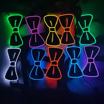 Светодиодный галстук-бабочка, светящийся в темноте, Регулируемая кнопка, Различные режимы освещения для вечеринок, свадеб, Хэллоуина, Косплея, Светящиеся принадлежности для вечеринок