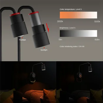Светодиодный настенный светильник для чтения с дистанционным управлением, с регулируемой яркостью, USB-зарядка, настольная лампа, ночник для прикроватной тумбочки в спальне, черный