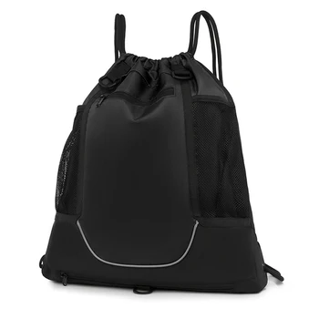 Сетчатая волейбольная сумка для хранения, переносная баскетбольная сумка на шнурке, съемная светоотражающая полоса, водонепроницаемая для тренировочного оборудования