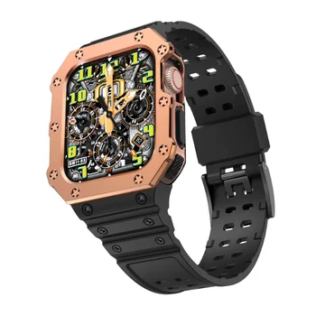 Силиконовый Ремешок + Чехол для Apple Watch Серии 8 7 6 5 4 3 SE Спортивный Прозрачный Ремешок для часов Appl Watch 45 мм 41 мм 44 мм 40 мм 42 мм Браслет