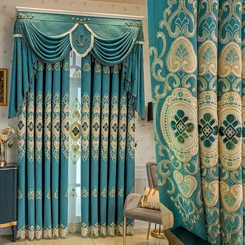 Скандинавские современные легкие роскошные шторы для гостиной с вышивкой, синель, полые шторы с вышивкой из кортины, утолщенные шторы с затенением.